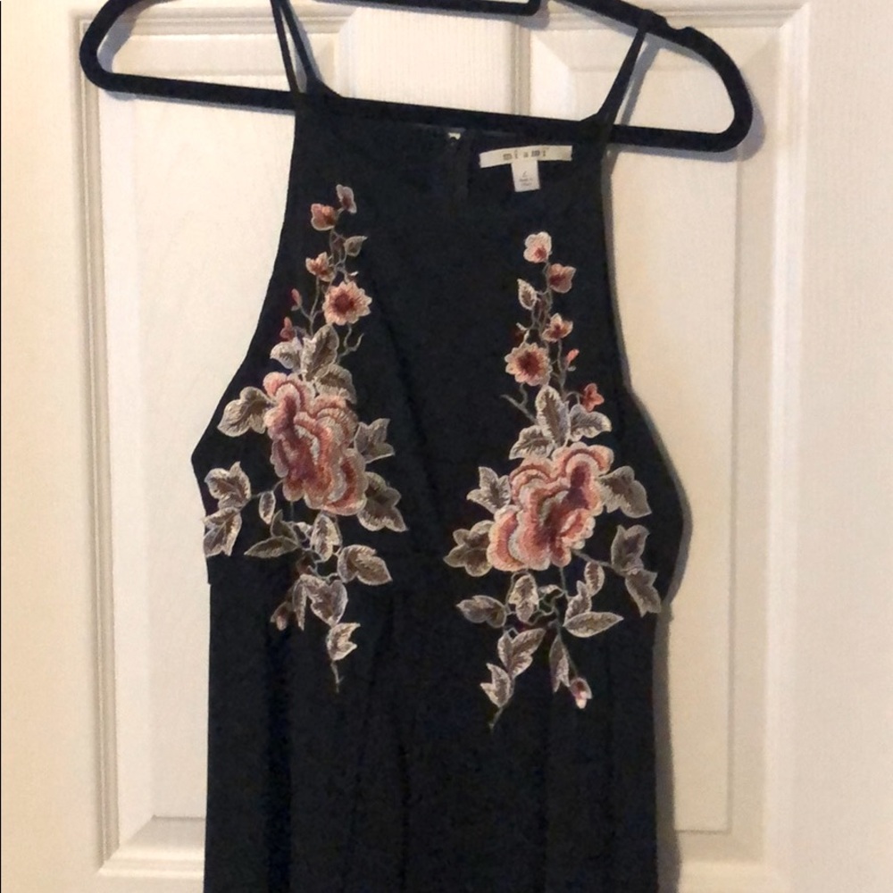 Black halter neck romper style dress